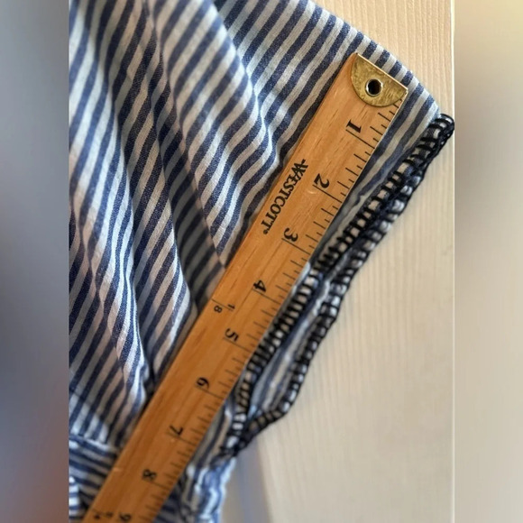 SUNDRY Anthropologie Blue White Stripe 100% Cotton Beach Pool Dress Sz 1 POCKETS - Picture 8 of 12